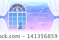 A fantastical background illustration of a room underwater and a cat (for streaming, loading screen, fantasy) 141356859