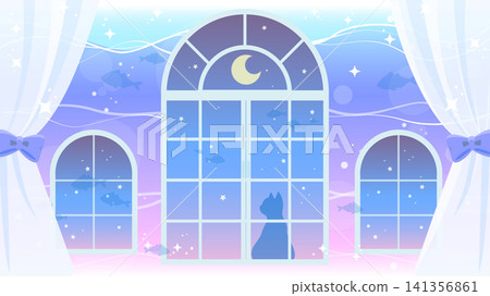 A fantastical background illustration of a room underwater and a cat (for streaming, wallpaper, fantasy) A fantastical background illustration of a room underwater and a cat (for streaming, wallpaper, fantasy) 141356861
