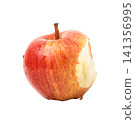 Fresh red apple with a bite mark isolated on a white background with clipping path, representing healthy eating, nutrition, dieting, temptation, and food concepts 141356995