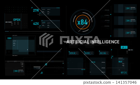 Futuristic AI Technology HUD Interface Vector Illustration video Overlay template 018 Futuristic AI Technology HUD Interface Vector Illustration video Overlay template 018 141357046
