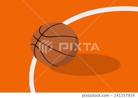 Close Up Basketball on Court Vector Illustration with white line and shadow flat design with Copy Space 141357959
