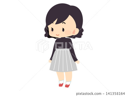 Full-body illustration of a little girl 141358164