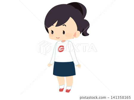 小女孩全身像插圖 141358165