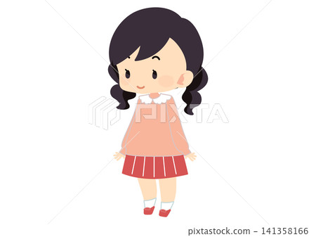 小女孩全身像插圖 141358166