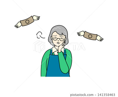 老年婦女們正努力管理家庭財務，因為錢財飛逝。 141358463