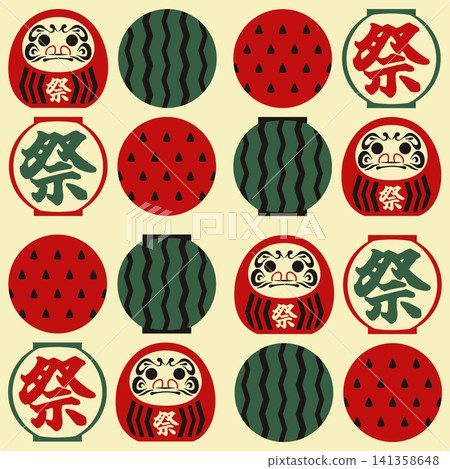西瓜和達摩娃娃圖案手帕 西瓜和達摩娃娃圖案手帕 141358648