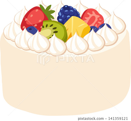 Fresh cream cake topped with tropical fruit and berries for birthday menus bakery Fresh cream cake topped with tropical fruit and berries for birthday menus bakery 141359121