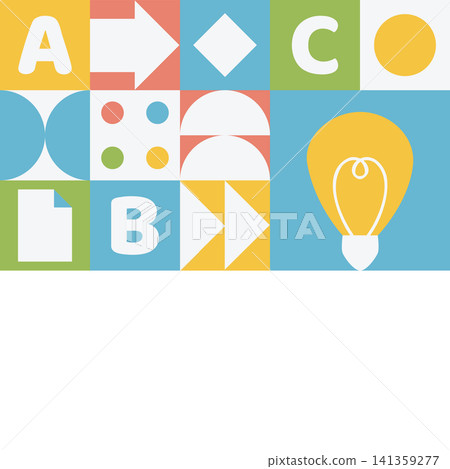 Modern geometric back to school background with educational icons and copy space Modern geometric back to school background with educational icons and copy space 141359277