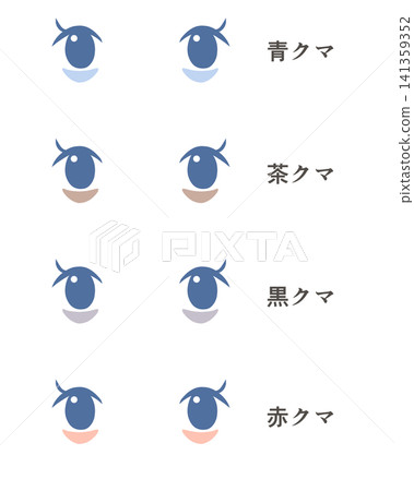 A set of illustrations of blue bear, brown bear, black bear, and red bear eyes. 141359352
