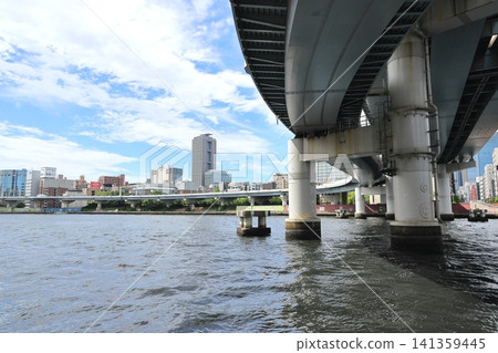 城市景觀:兩國附近的隅田川 城市景觀:兩國附近的隅田川 141359445