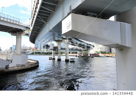 Tokyo cityscape: Sumida River, around Ryogoku. Tokyo cityscape: Sumida River, around Ryogoku. 141359448