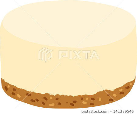 Plain cheesecake with creamy filling and golden biscuit crust, 141359546