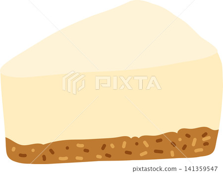 a plain cheesecake slice with creamy filling and biscuit crust a plain cheesecake slice with creamy filling and biscuit crust 141359547
