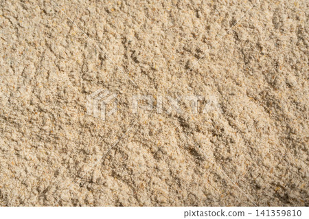 Wheat flour powder textured background, spelt grain dust pattern 141359810