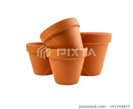 Empty terracotta flower pots, clay garden vase, brown ceramic plant container, garden pottery earthenware Empty terracotta flower pots, clay garden vase, brown ceramic plant container, garden pottery earthenware 141359853