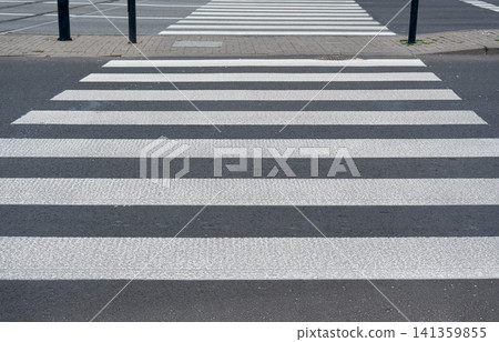 Tram rail track in street, public tramway railroad Tram rail track in street, public tramway railroad 141359855