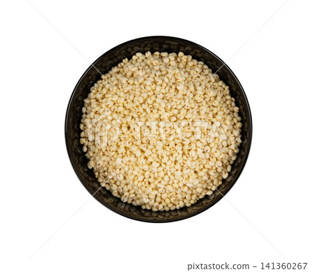 Puffed millet isolated, crispy cereal breakfast, ancient healthy food Puffed millet isolated, crispy cereal breakfast, ancient healthy food 141360267