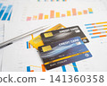 Pen on chart graph paper. Finance, account, statistic, investment data economy, stock exchange business. 141360358