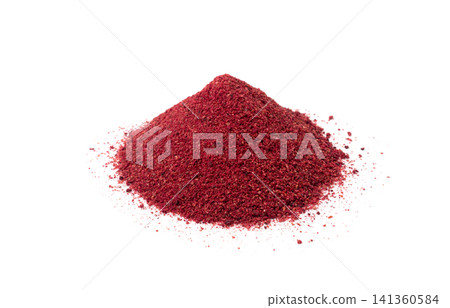 Sumac Powder Isolated, Red Sumach Ground Seasoning, Dry Sumak, Crushed Typhina Seeds Sumac Powder Isolated, Red Sumach Ground Seasoning, Dry Sumak, Crushed Typhina Seeds 141360584