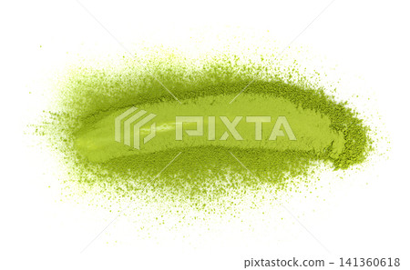 Matcha powder isolated, green tea pile Matcha powder isolated, green tea pile 141360618