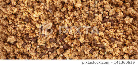 Granola, Muesli Breakfast, Crunchy Cereal Breakfast, Oatmeal Muesli with Seeds and Grains, Healthy Diet Granola, Muesli Breakfast, Crunchy Cereal Breakfast, Oatmeal Muesli with Seeds and Grains, Healthy Diet 141360639