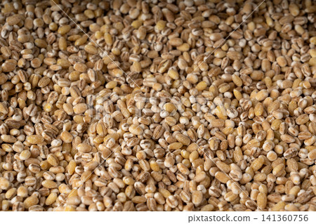 Pearl barley grains textured background Pearl barley grains textured background 141360756