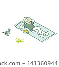 A person napping outdoors (vector illustration) A person napping outdoors (vector illustration) 141360944