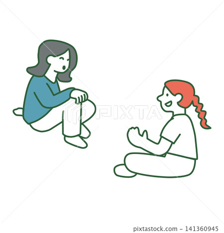 人們坐著聊天（向量圖） 141360945