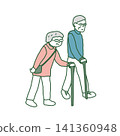An elderly couple taking a walk (vector illustration) An elderly couple taking a walk (vector illustration) 141360948