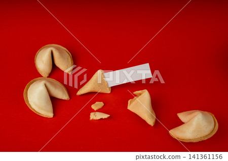 Fortune cookies, lucky Chinese biscuits set 141361156