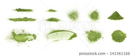 Green clay powder isolated, face mask on white background Green clay powder isolated, face mask on white background 141361188