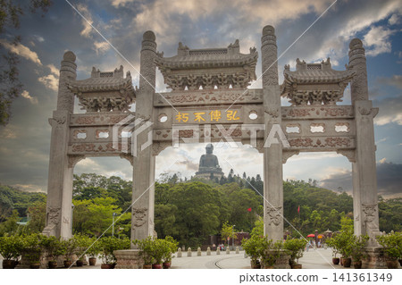 Stone Arch and Big Buddha Statue Stone Arch and Big Buddha Statue 141361349
