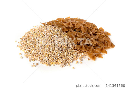 Raw Brown Farfalle Pasta Isolated Raw Brown Farfalle Pasta Isolated 141361368
