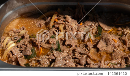 Korean beef bulgogi in paper bowl Korean beef bulgogi in paper bowl 141361410