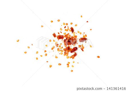 Dry chili pepper isolated, red chilly spice 141361416