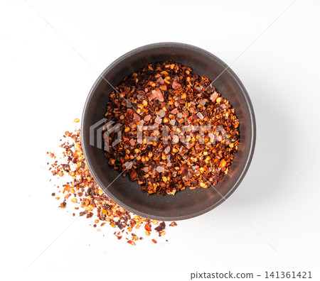 Dry chili pepper isolated, red chilly spice 141361421