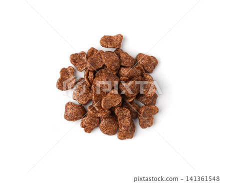 Chocolate cereal flakes isolated, rice crispy breakfast Chocolate cereal flakes isolated, rice crispy breakfast 141361548