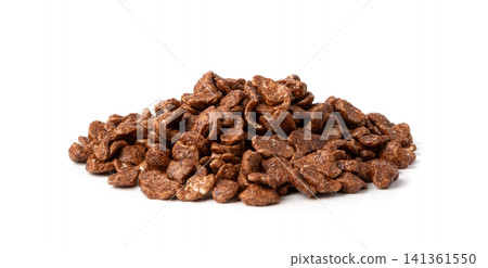 Chocolate cereal flakes isolated, rice crispy breakfast Chocolate cereal flakes isolated, rice crispy breakfast 141361550
