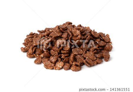 Chocolate cereal flakes isolated, rice crispy breakfast 141361551