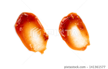 Bbq sauce splash isolated, barbecue ketchup stain 141361577