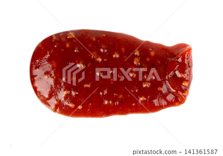 Bbq sauce splash isolated, barbecue ketchup stain Bbq sauce splash isolated, barbecue ketchup stain 141361587
