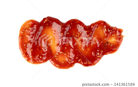 Bbq sauce splash isolated, barbecue ketchup stain 141361589