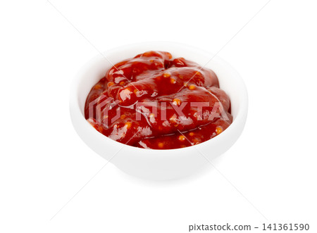 Bbq sauce splash isolated, barbecue ketchup stain 141361590