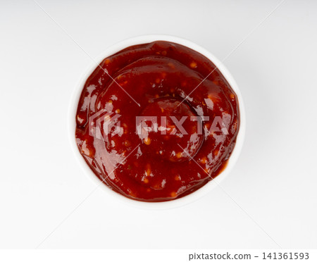 Bbq sauce splash isolated, barbecue ketchup stain Bbq sauce splash isolated, barbecue ketchup stain 141361593