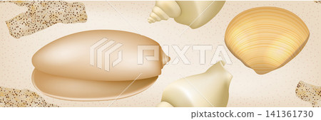 Realistic Seashell Seamless Pattern Realistic Seashell Seamless Pattern 141361730