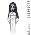 An illustration of a Japanese ghost wearing a white kimono. 141361925