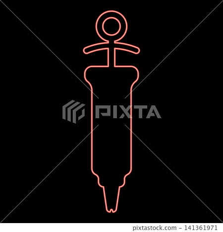 Neon confectionery syringe icing pastry red color vector illustration image flat style Neon confectionery syringe icing pastry red color vector illustration image flat style 141361971