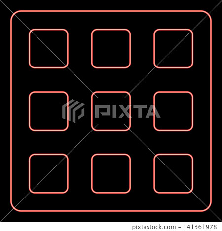 Neon belgian waffle Dessert template shape square red color vector illustration image flat style Neon belgian waffle Dessert template shape square red color vector illustration image flat style 141361978