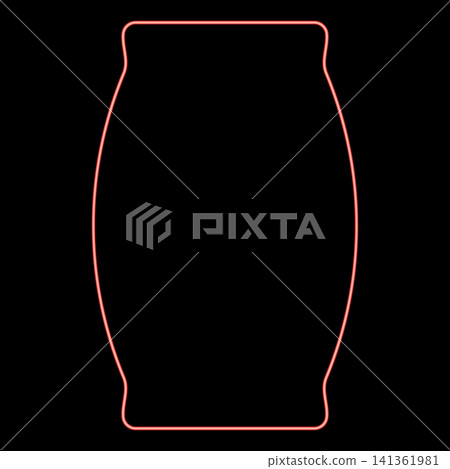 Neon sack with flour full canvas bag sugar salt grain wheat ear with grain package concept ingredient red color vector illustration image flat style 141361981