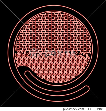 Neon sushi Japanese food red color vector illustration image flat style Neon sushi Japanese food red color vector illustration image flat style 141361985